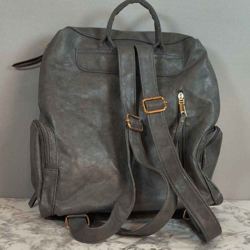 Dani & Em Gray Backpack Purse Gold Hardware - Picture 2 of 10
